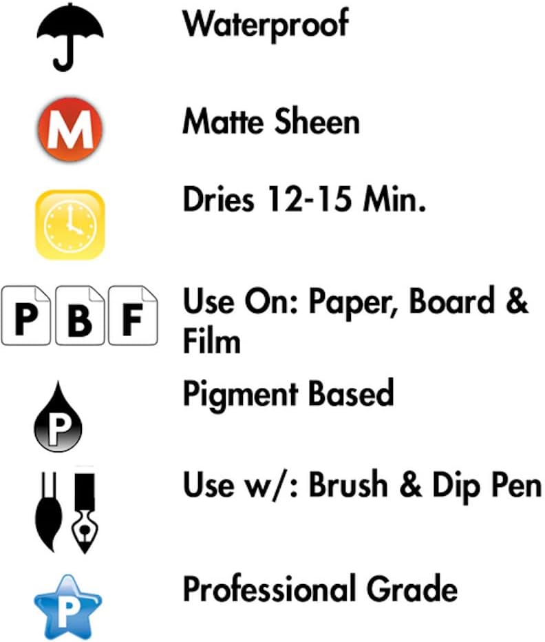 Higgins Black India Pigmented Drawing Ink, 32 Ounce Bottle (44204)