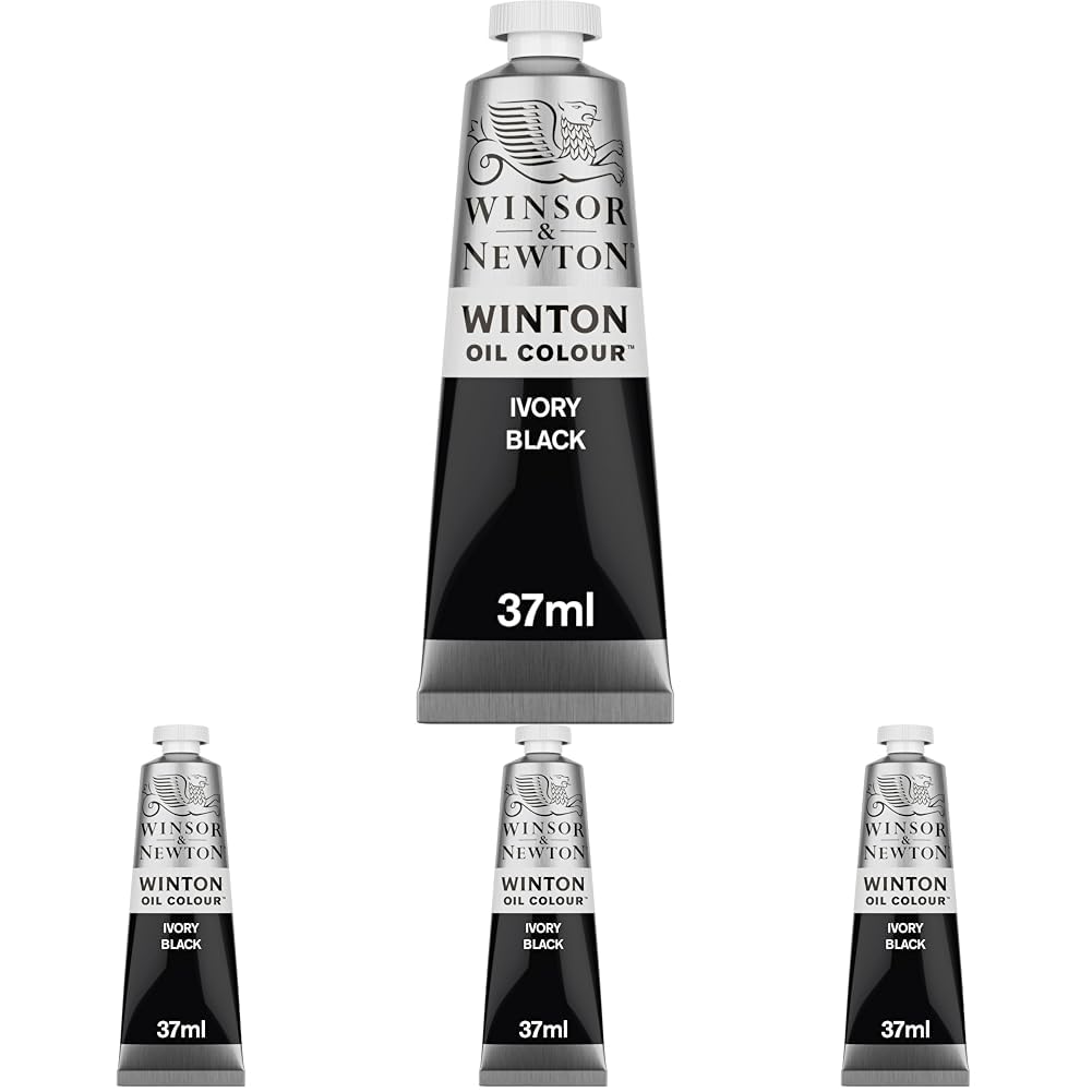 Winsor & Newton Winton Oil Colour Bundle, 2 x 200ml (6.75-oz) Tubes, Titanium White & Ivory Black