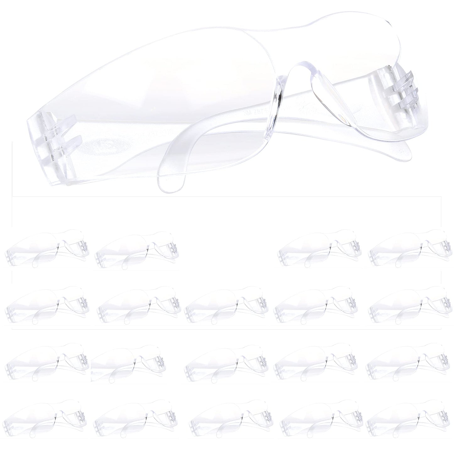 3M Safety Glasses, Virtua, 20 Pair, ANSI Z87, Unisex, Anti-Fog, Scratch Resistant, Clear Lens, Clear Frame, Affordable Eye Protection, Lightweight, Wraparound Coverage