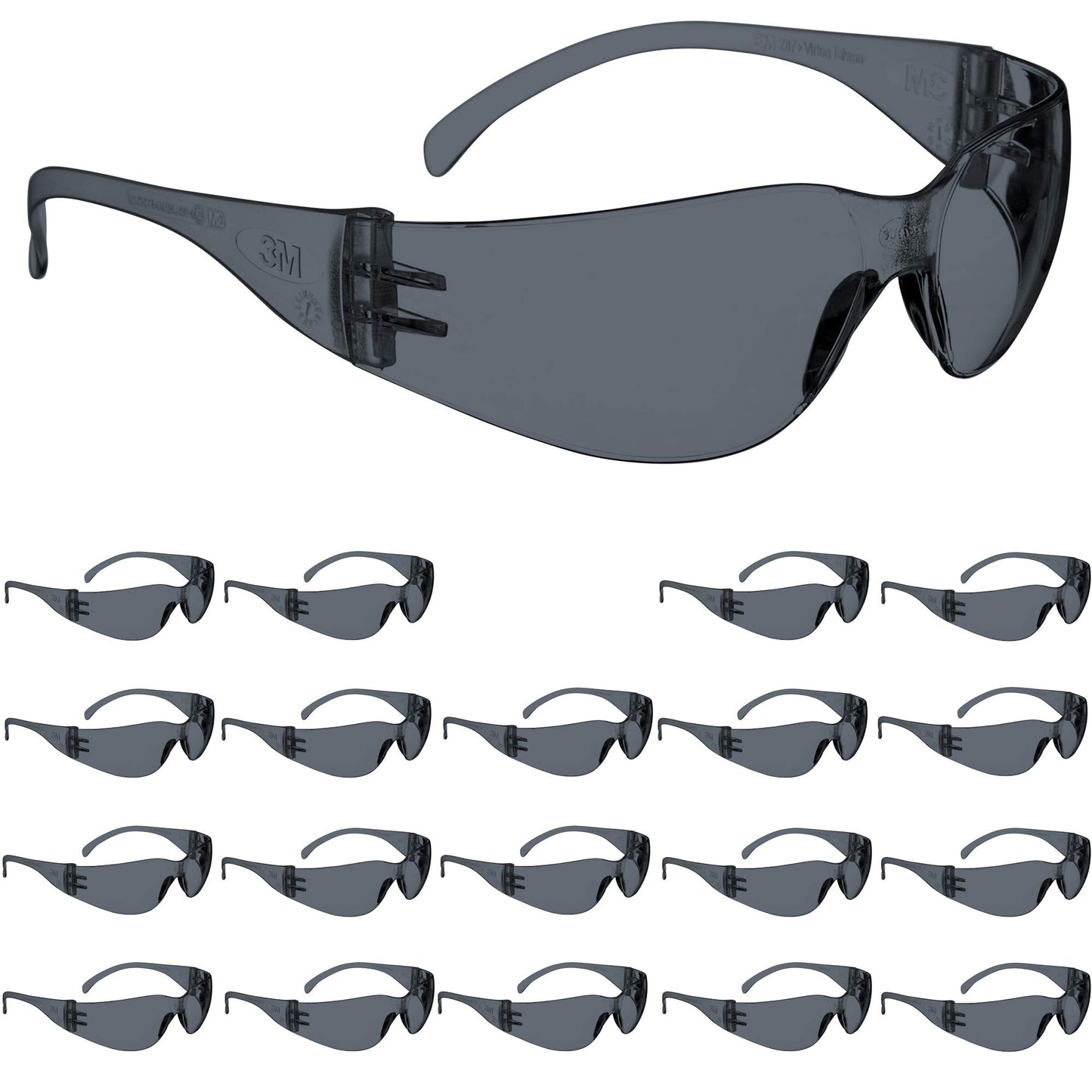 3M Safety Glasses, Virtua, 20 Pair, ANSI Z87, Unisex, Anti-Fog, Scratch Resistant, Clear Lens, Clear Frame, Affordable Eye Protection, Lightweight, Wraparound Coverage