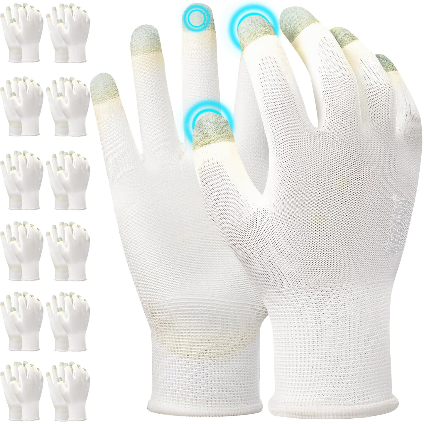 Kebada W1 Work Gloves for Men and Women, PU Coated Safety Gloves with Grip, Touchscreen, Ideal for Warehouse Package Handling, Construction, Gardening, Gray Large