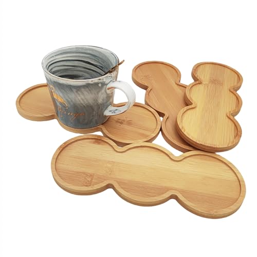 4PCS Mosaic Bamboo Coasters for Crafts, Blank Base Trays, Drinking Cup Coaster, Plant Coaster, Art Plate,DIY Mosaic Supplies (Round)