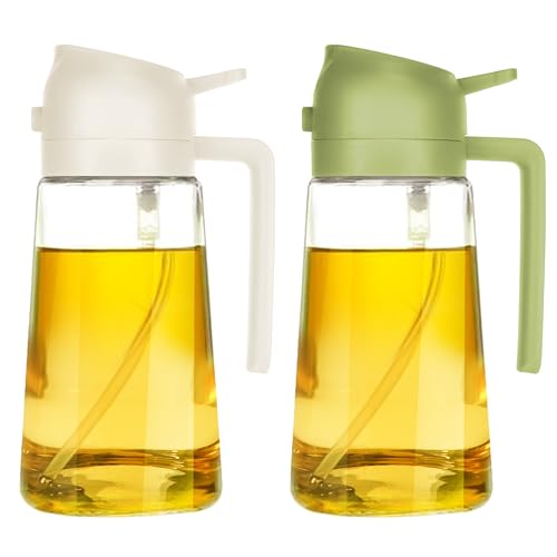 TrendPlain 16oz Olive Oil Dispenser Bottle for Kitchen - 2 in 1 Oil Dispenser and Oil Sprayer for Cooking, Air Fryer, Salad, 470ml Olive Oil Sprayer Black