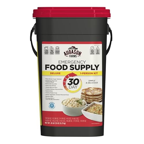 Augason Farms 30-Day 1-Person Standard Emergency Food Supply Kit, Survival Food, Just Add Water, 200 Servings