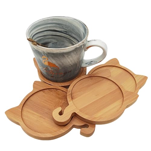 4PCS Mosaic Bamboo Coasters for Crafts, Blank Base Trays, Drinking Cup Coaster, Plant Coaster, Art Plate,DIY Mosaic Supplies (Round)