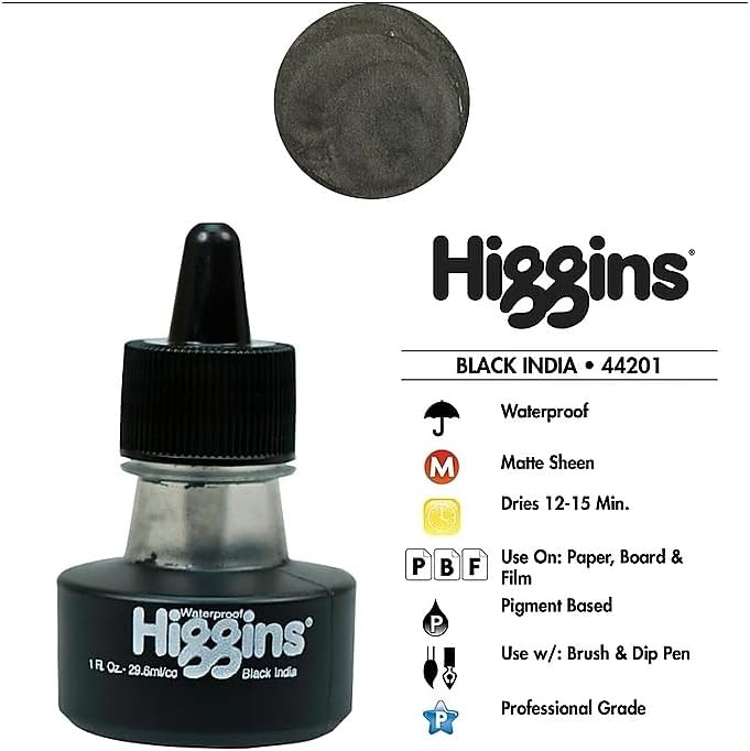 Higgins Waterproof Black India Ink 1 oz.