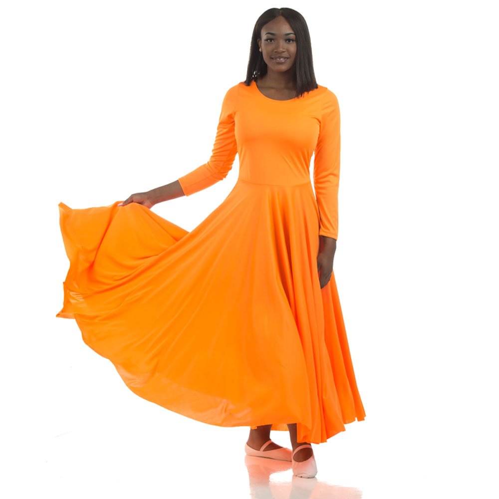 Danzcue Womens Praise Loose Fit Full Length Long Sleeve Dance Dress