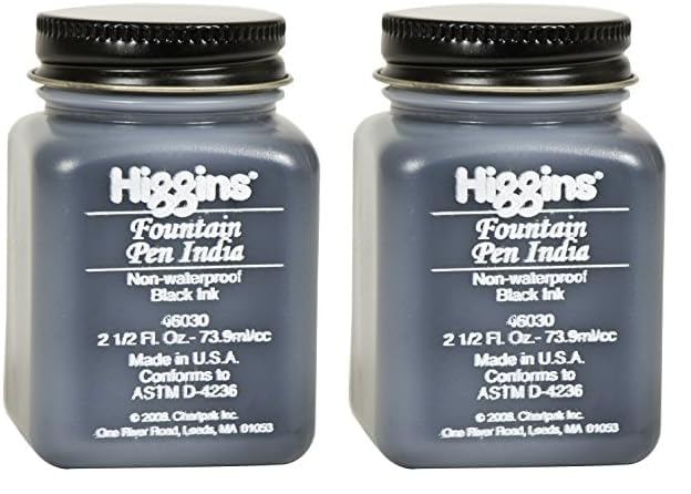 Higgins Black India Fountain Pen Ink, 2.5 Oz Bottle (46030)