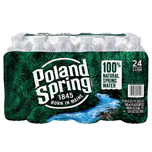 Poland Spring Brand 100% Natural Spring Water, 16.9 oz Plastic Bottles (Pack of 24)