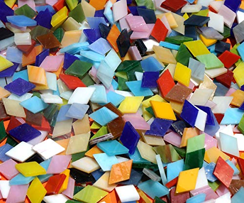 Lanyani 1050 Pieces Mixed Shapes Glass Mosaic Tiles for Crafts, Colorful Stained Glass Pieces for Mosaic Projects