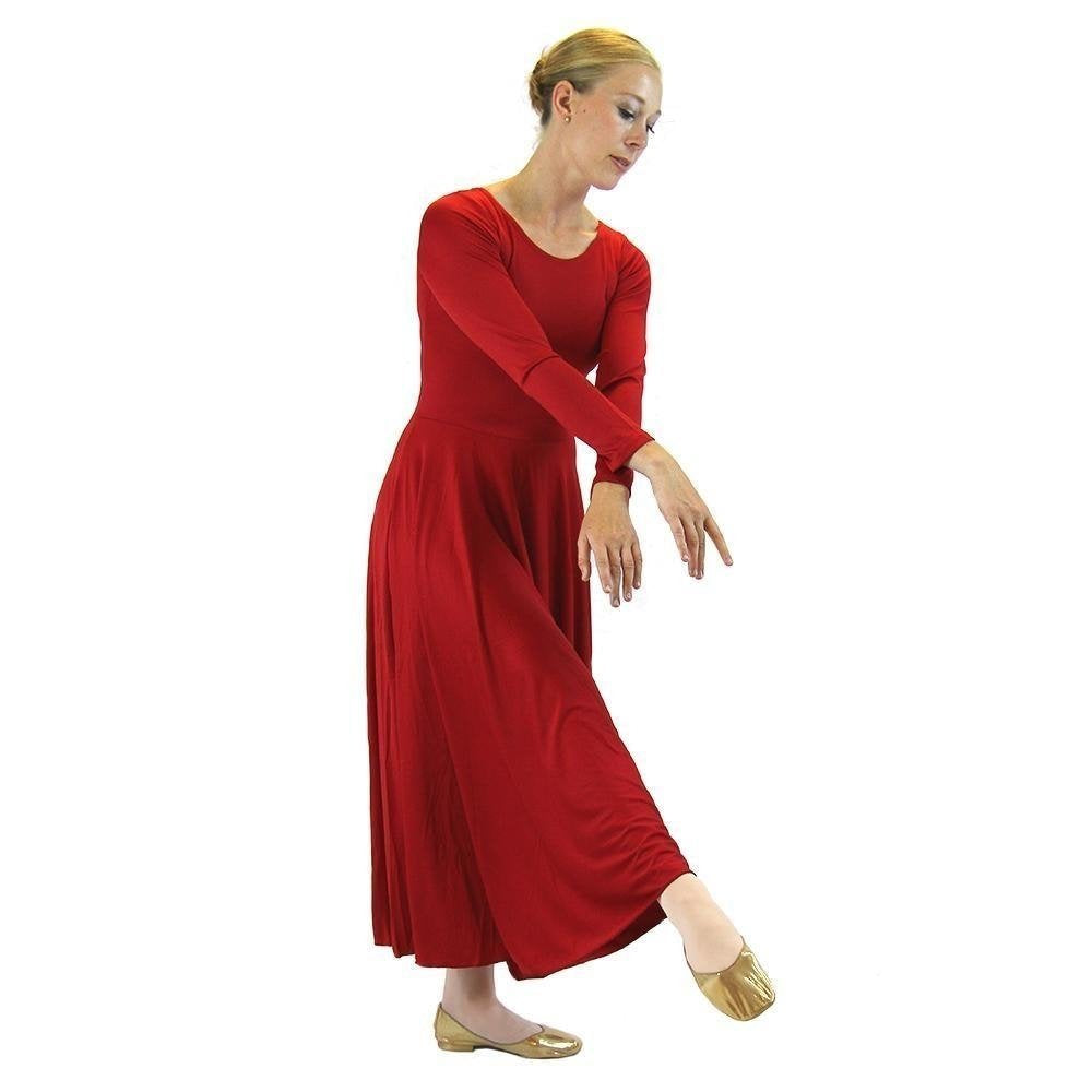 Danzcue Womens Praise Loose Fit Full Length Long Sleeve Dance Dress