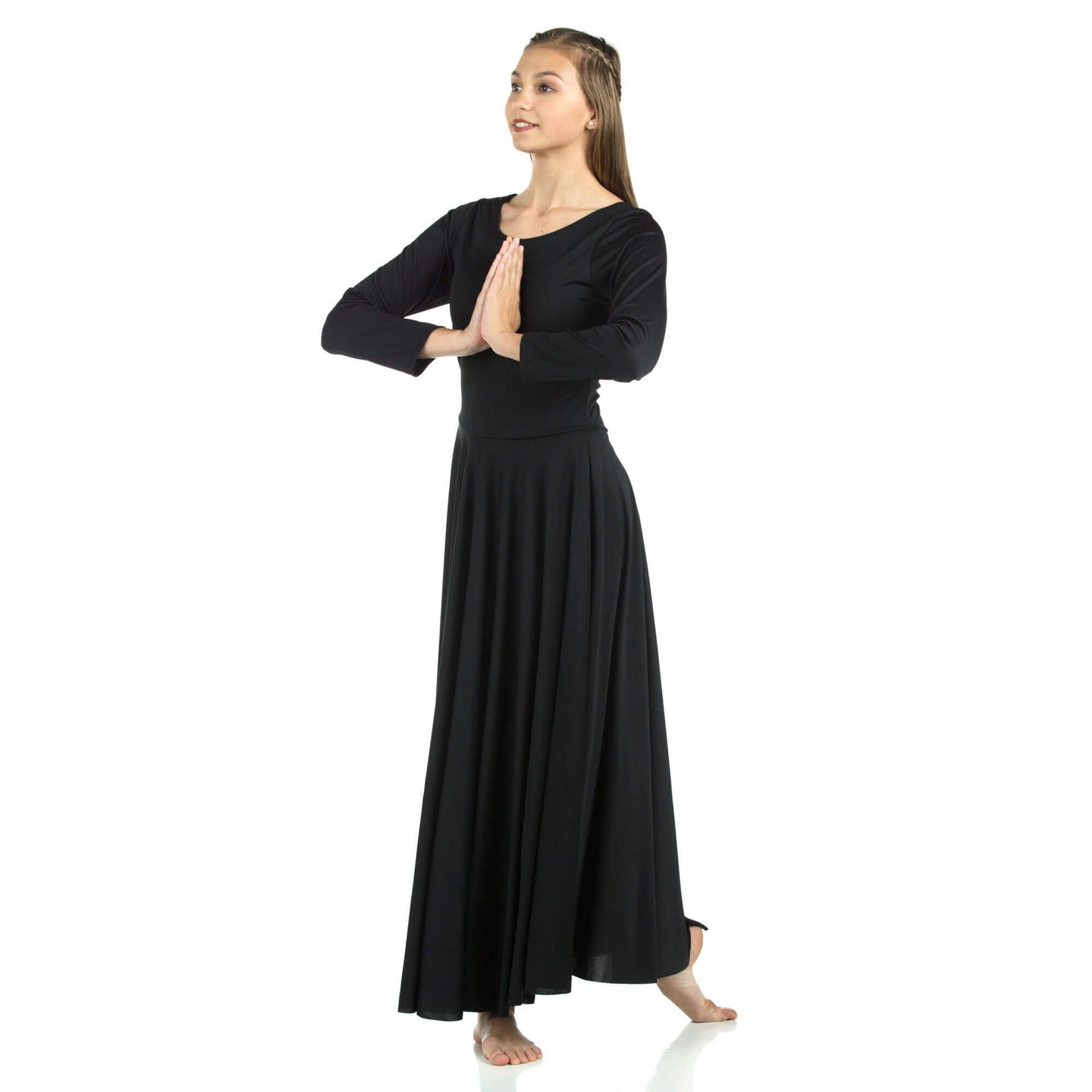 Danzcue Womens Praise Loose Fit Full Length Long Sleeve Dance Dress