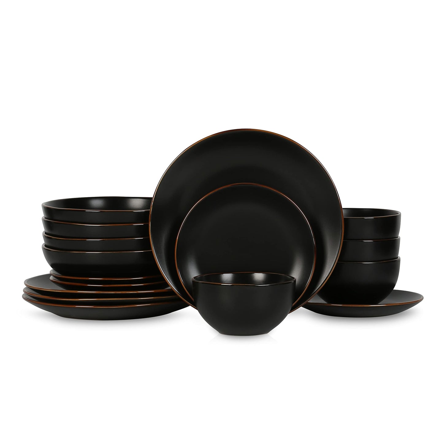 Stone Lain Brasa Modern Stoneware 16 Piece Dinnerware Sets, Plates and Bowls Sets, Dish Set for 4, Green