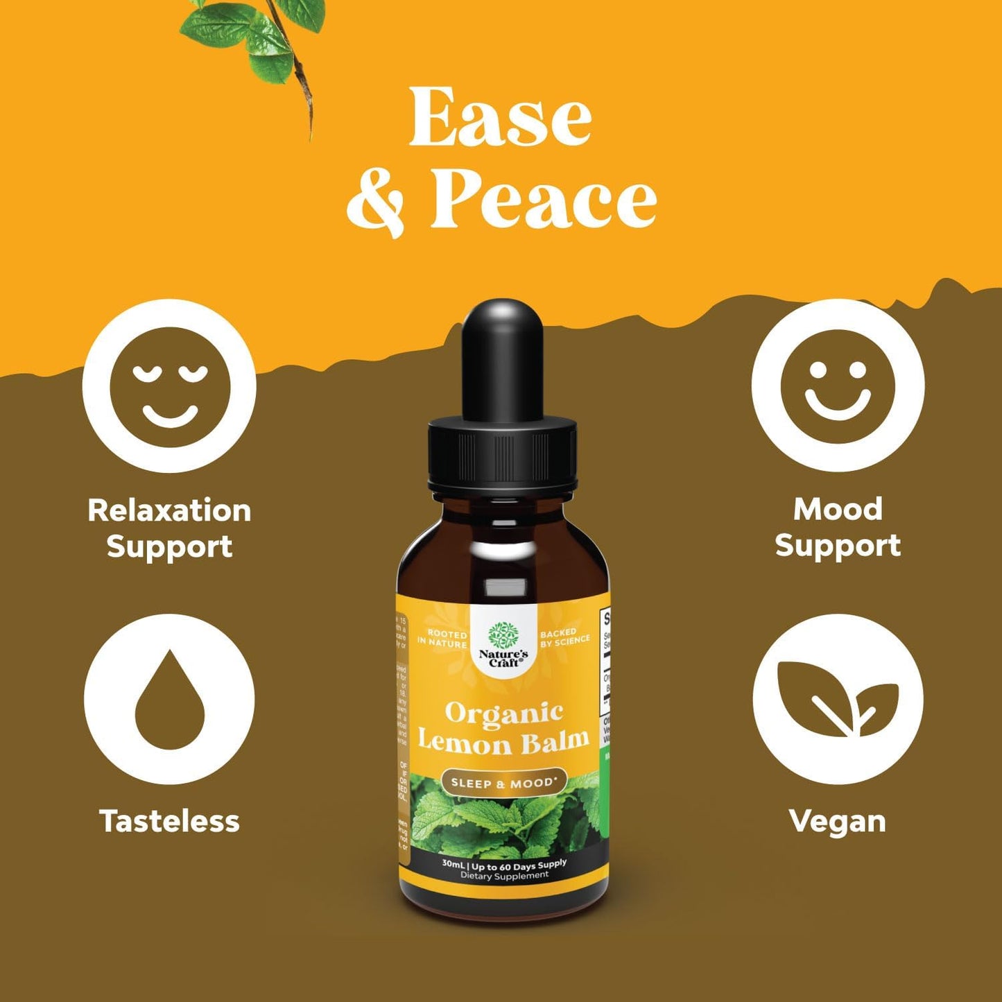 Lemon Balm Extract for Immune Support - Organic Lemon Balm Tincture for Mood Support and Digestive Health for Adults and Kids Vegan Non-GMO Lemon Balm Oil for Enhanced Relaxation and Concentration