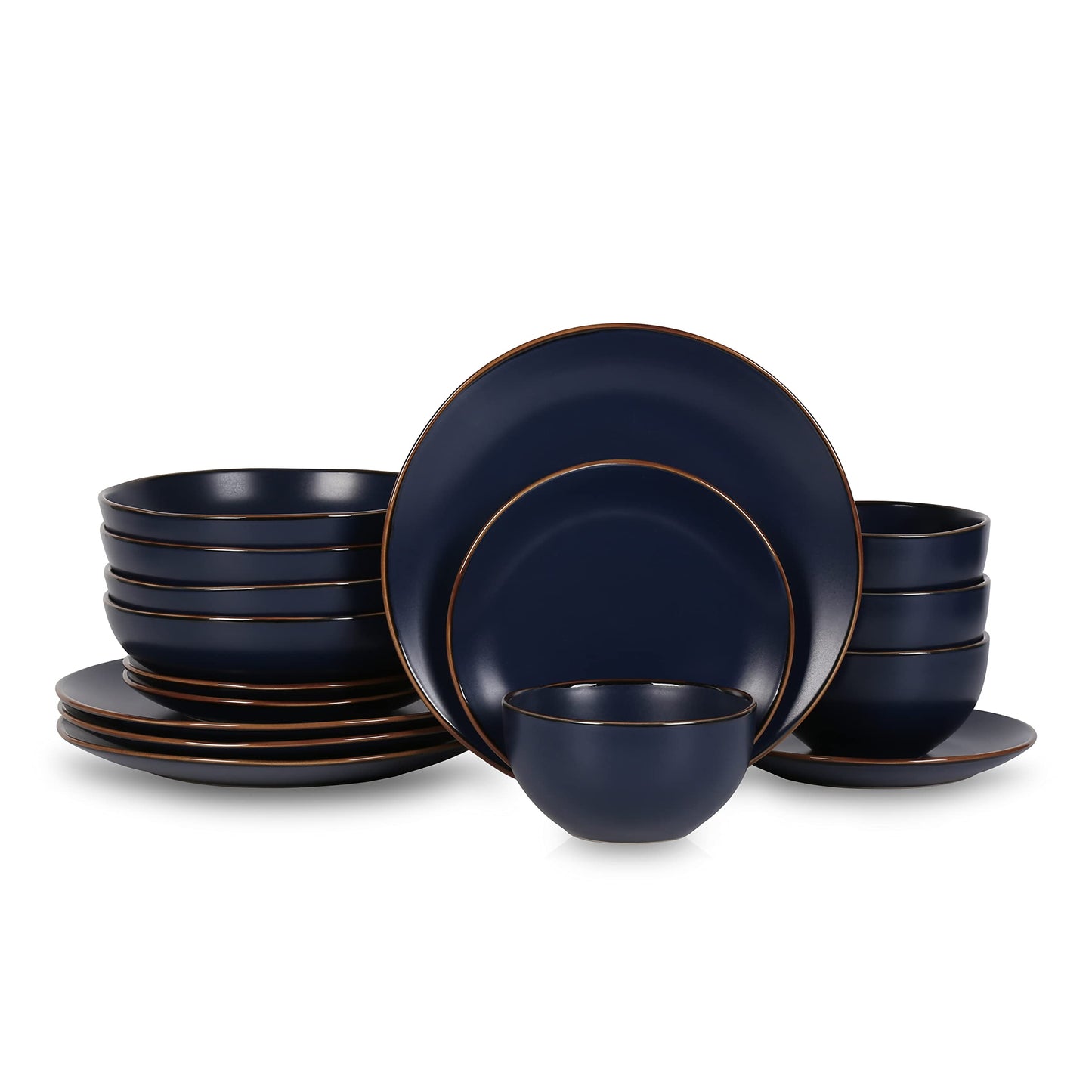 Stone Lain Brasa Modern Stoneware 16 Piece Dinnerware Sets, Plates and Bowls Sets, Dish Set for 4, Green