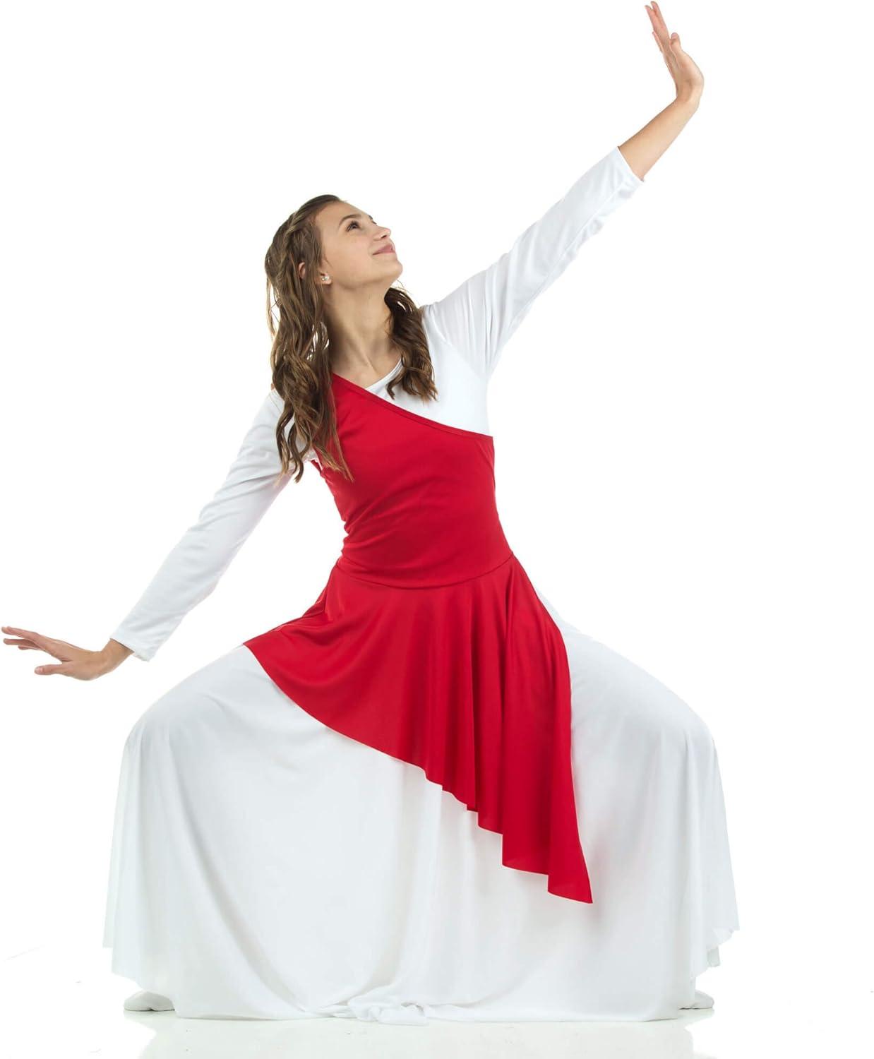 Danzcue Women's Asymmetrical Praise Dance Tunic, (White Dress Not Included)