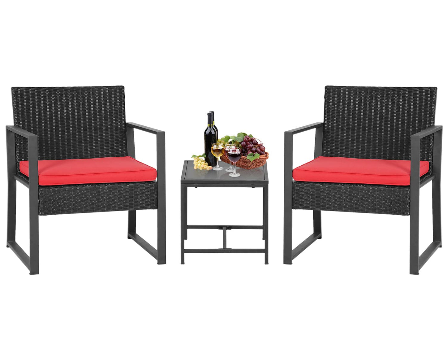 FDW Patio Furniture Set 4 Pieces Outdoor Rattan Chair Wicker Sofa Garden Conversation Bistro Sets for Yard,Pool or Backyard