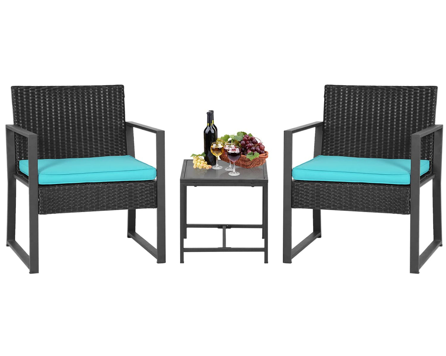 FDW Patio Furniture Set 4 Pieces Outdoor Rattan Chair Wicker Sofa Garden Conversation Bistro Sets for Yard,Pool or Backyard