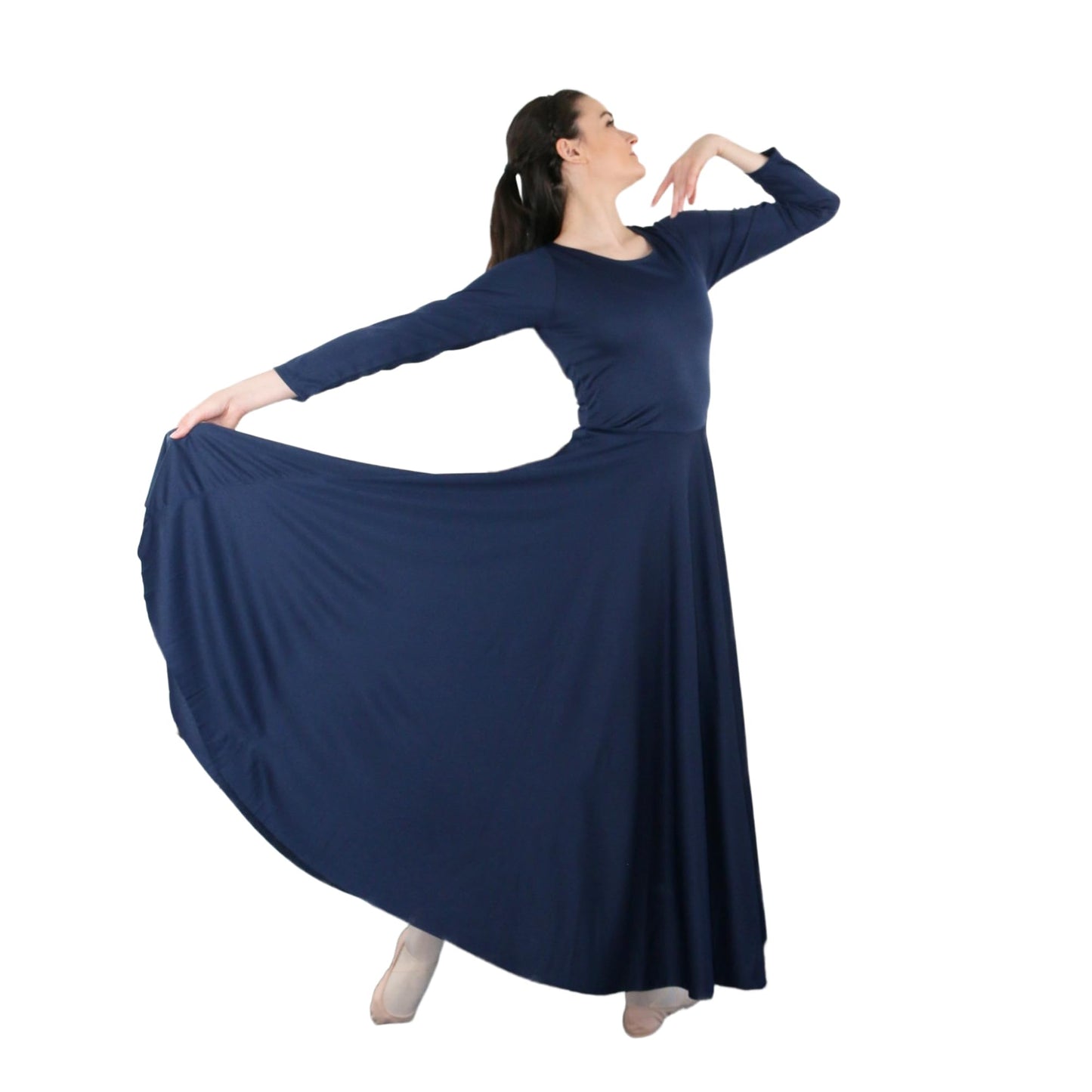 Danzcue Womens Praise Loose Fit Full Length Long Sleeve Dance Dress