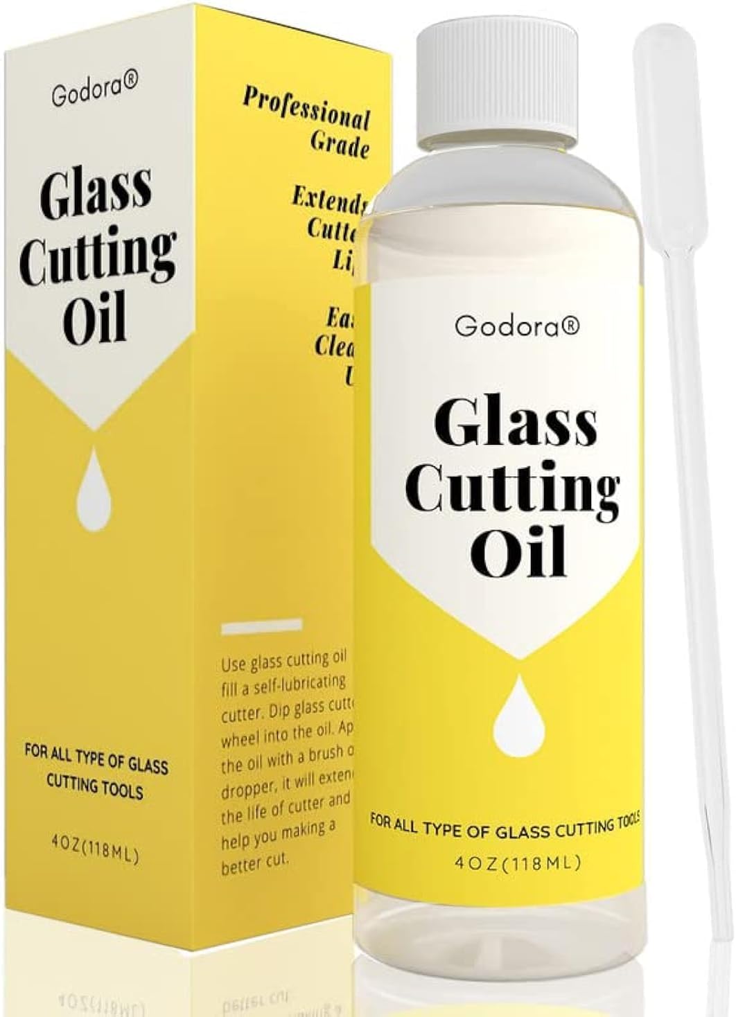 Glass Cutting Oil, Suitable for All Glass Cutting Tools, 4 Ounces Glass Cutter Oil is Used for Cutting Glass, Stained Glass, Glass Bottles, Tiles and Mirrors