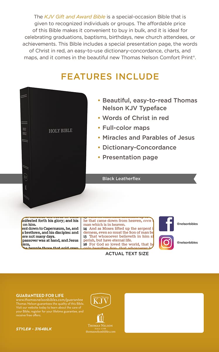 KJV Holy Bible: Gift and Award, Black Leather-Look, Red Letter, Comfort Print: King James Version