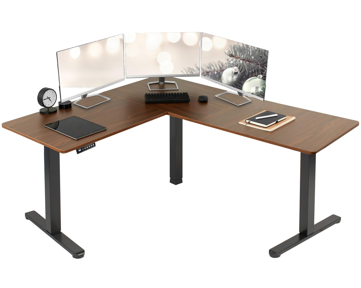 VIVO Electric Corner L-Shaped 63 x 55 inch Standing Desk, Height Adjustable, Memory Controller, White Top White Frame, DESK-E3CTW