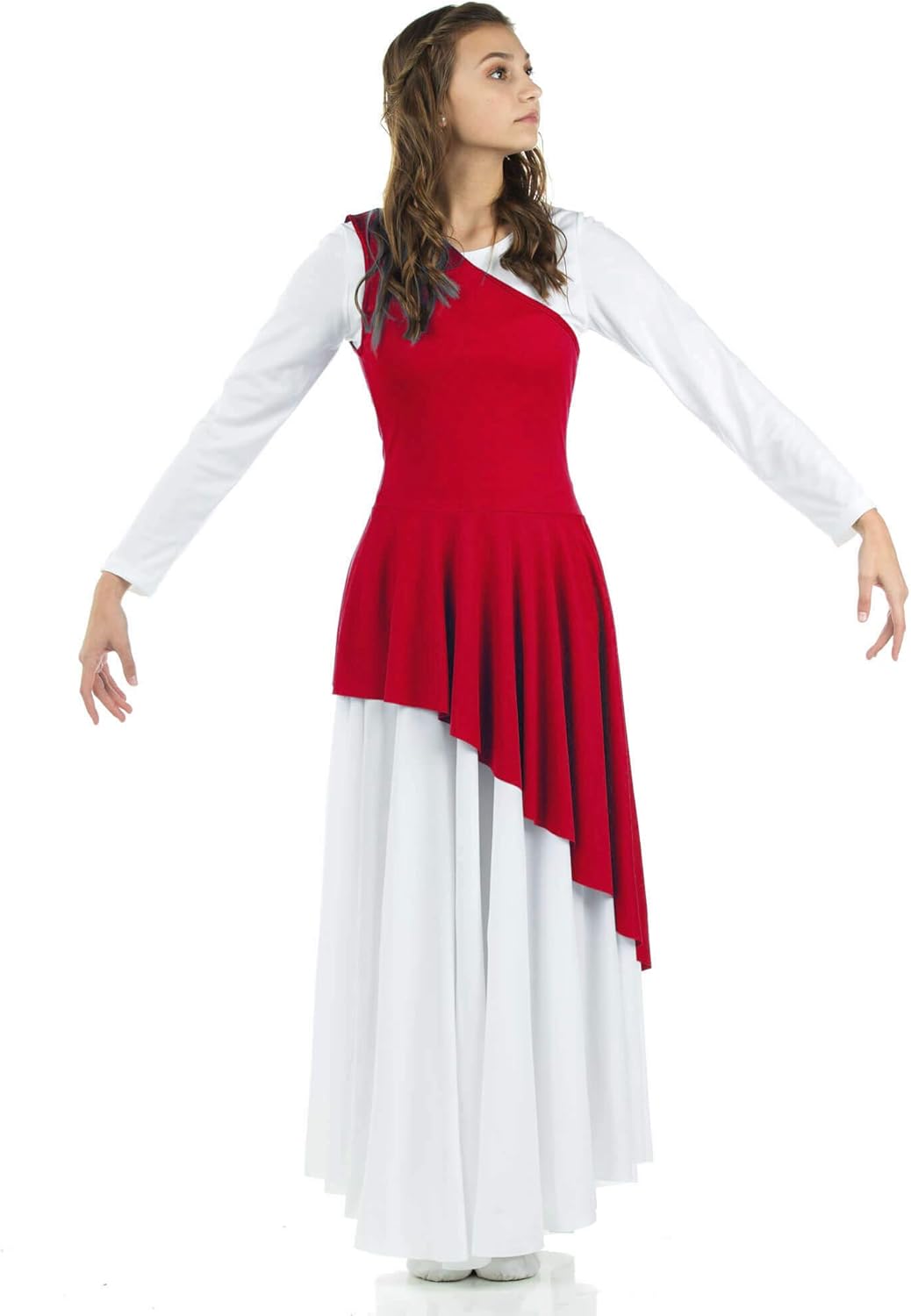 Danzcue Women's Asymmetrical Praise Dance Tunic, (White Dress Not Included)