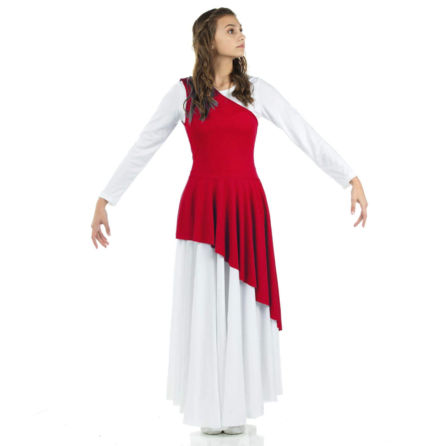 Danzcue Women's Asymmetrical Praise Dance Tunic, (White Dress Not Included)