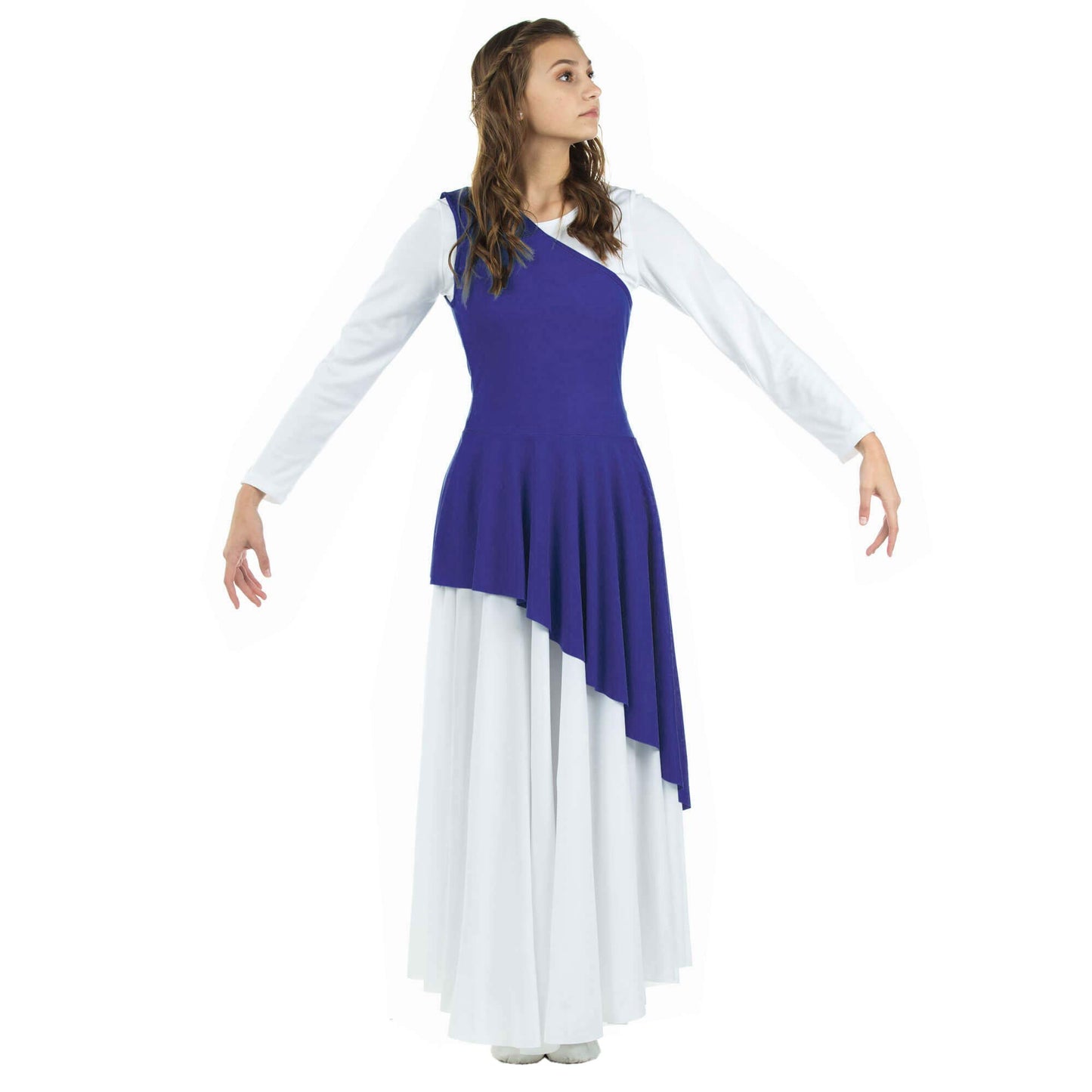 Danzcue Women's Asymmetrical Praise Dance Tunic, (White Dress Not Included)