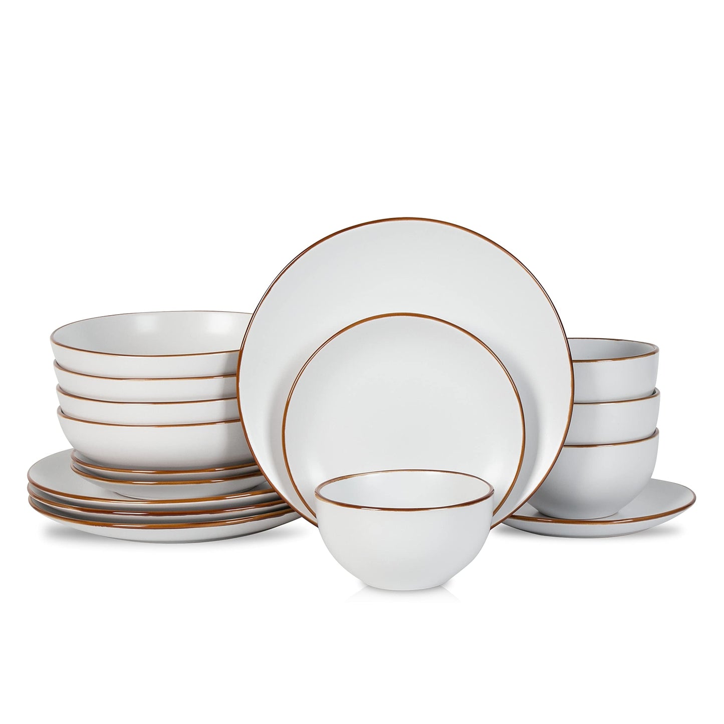 Stone Lain Brasa Modern Stoneware 16 Piece Dinnerware Sets, Plates and Bowls Sets, Dish Set for 4, Green