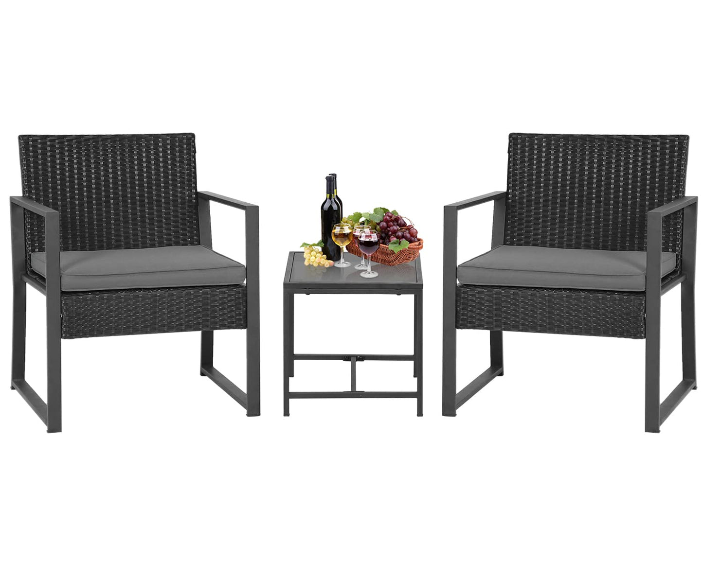 FDW Patio Furniture Set 4 Pieces Outdoor Rattan Chair Wicker Sofa Garden Conversation Bistro Sets for Yard,Pool or Backyard