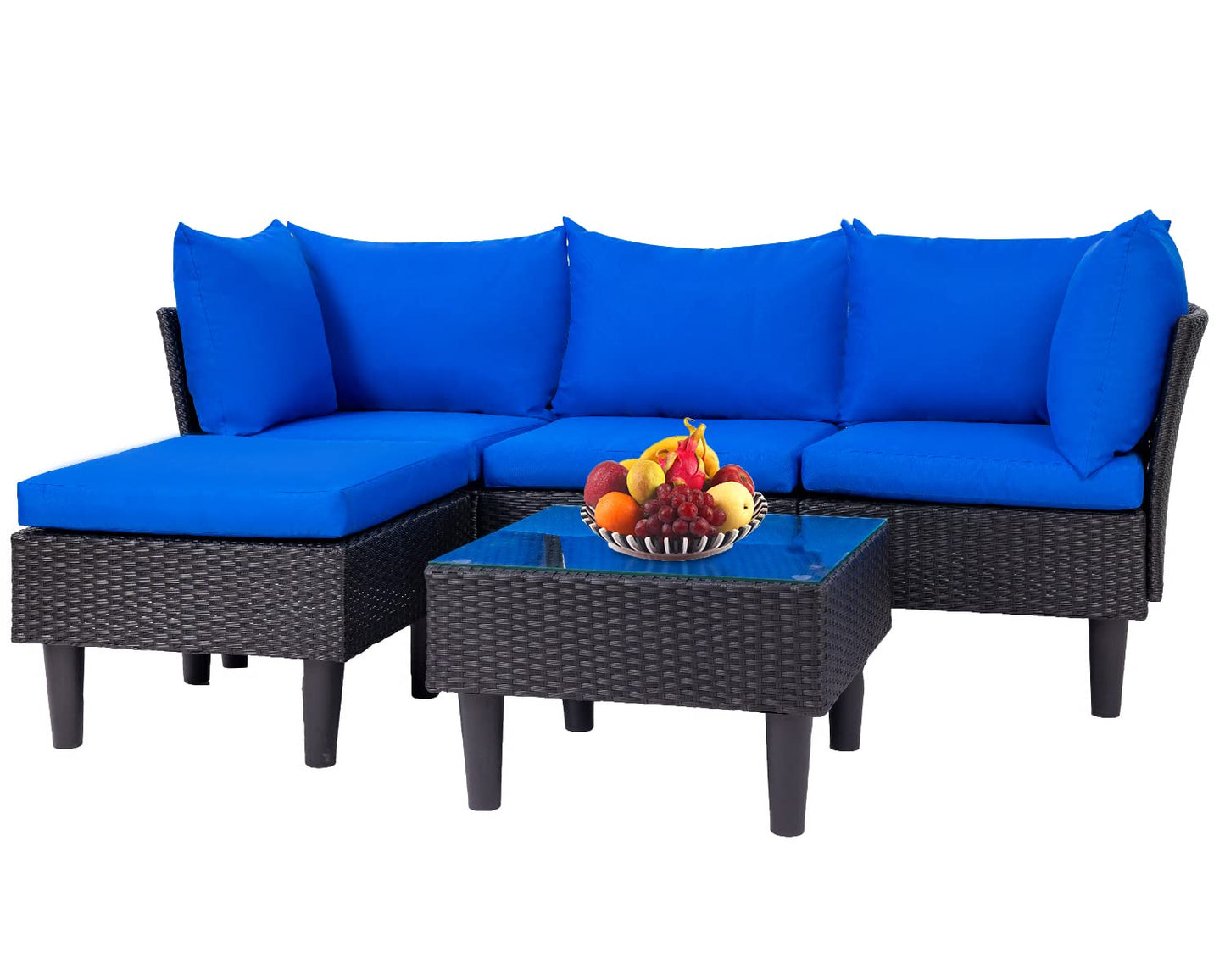 FDW Patio Furniture Set 4 Pieces Outdoor Rattan Chair Wicker Sofa Garden Conversation Bistro Sets for Yard,Pool or Backyard