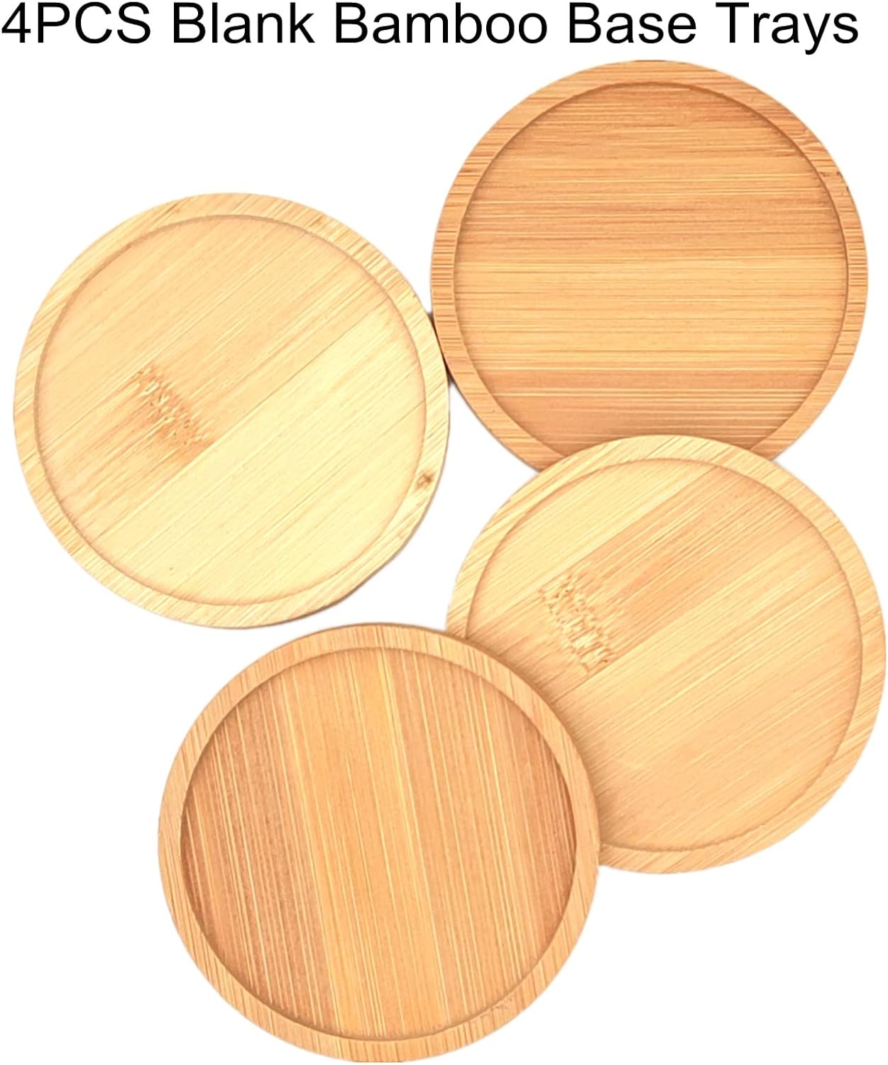 4PCS Mosaic Bamboo Coasters for Crafts, Blank Base Trays, Drinking Cup Coaster, Plant Coaster, Art Plate,DIY Mosaic Supplies (Round)