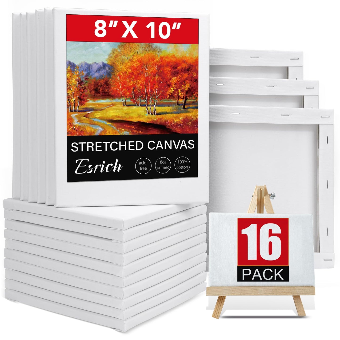 3 Pack Canvases for Painting with Multi Pack 11x14, 5x7, 8x10, Painting Canvas for Oil & Acrylic Paint