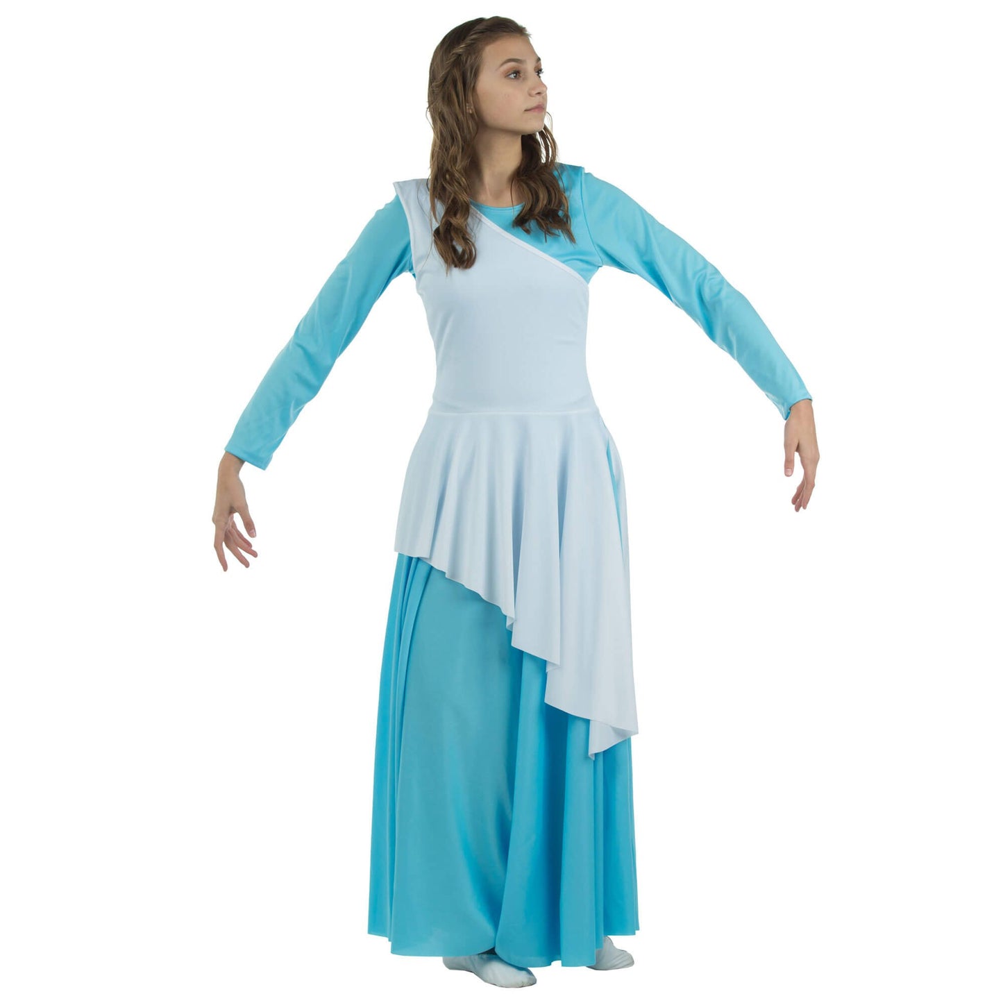 Danzcue Women's Asymmetrical Praise Dance Tunic, (White Dress Not Included)