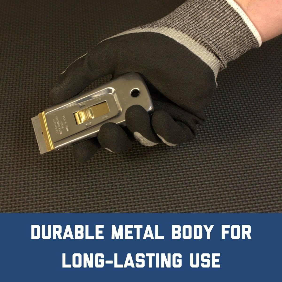 Heavy Duty Window Scraper with 5 Blades - Full Metal Body for Longevity and High Carbon Steel Blades for Optimized Sharpness and Durability - APTL-7001
