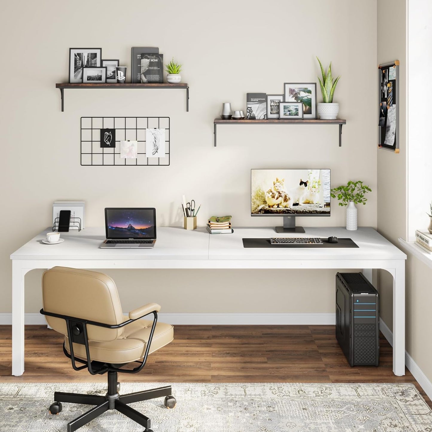 Tribesigns 78.7 Inches Extra Long Computer Desk 2 Person Desk, Double Long Desk, Workstaion for Home Office