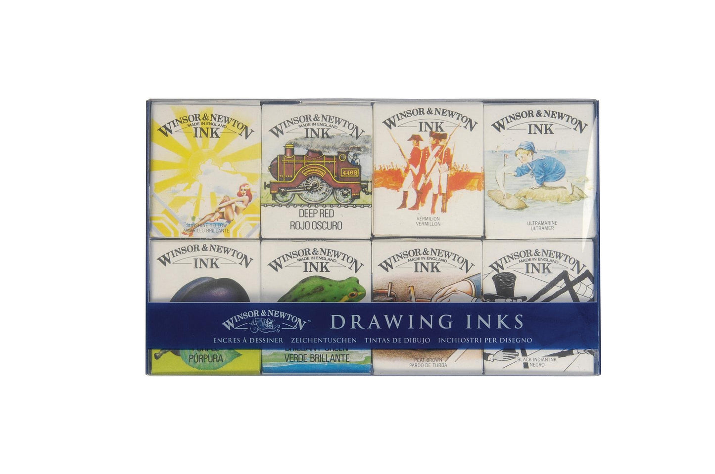 Winsor & Newton Collection Drawing Ink Set, Set of 4, Black, White, Metallic Tones