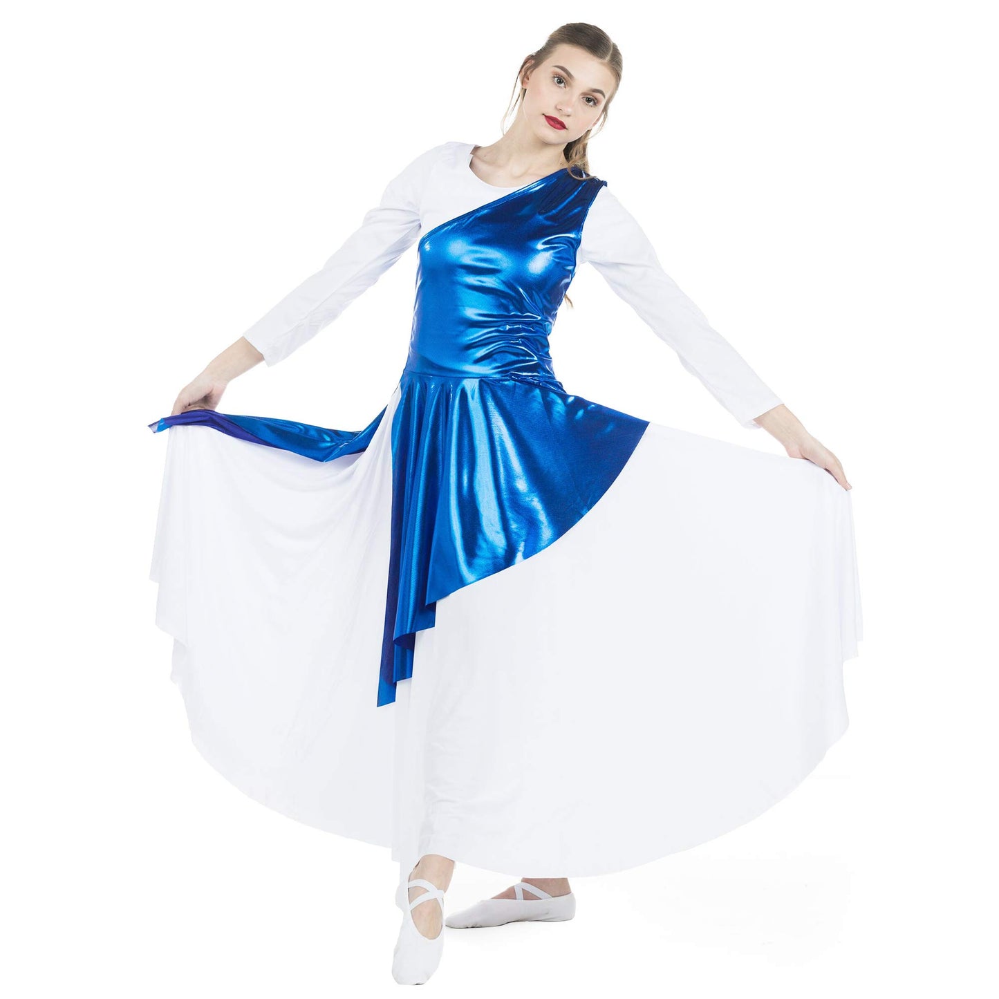 Danzcue Women's Asymmetrical Praise Dance Tunic, (White Dress Not Included)