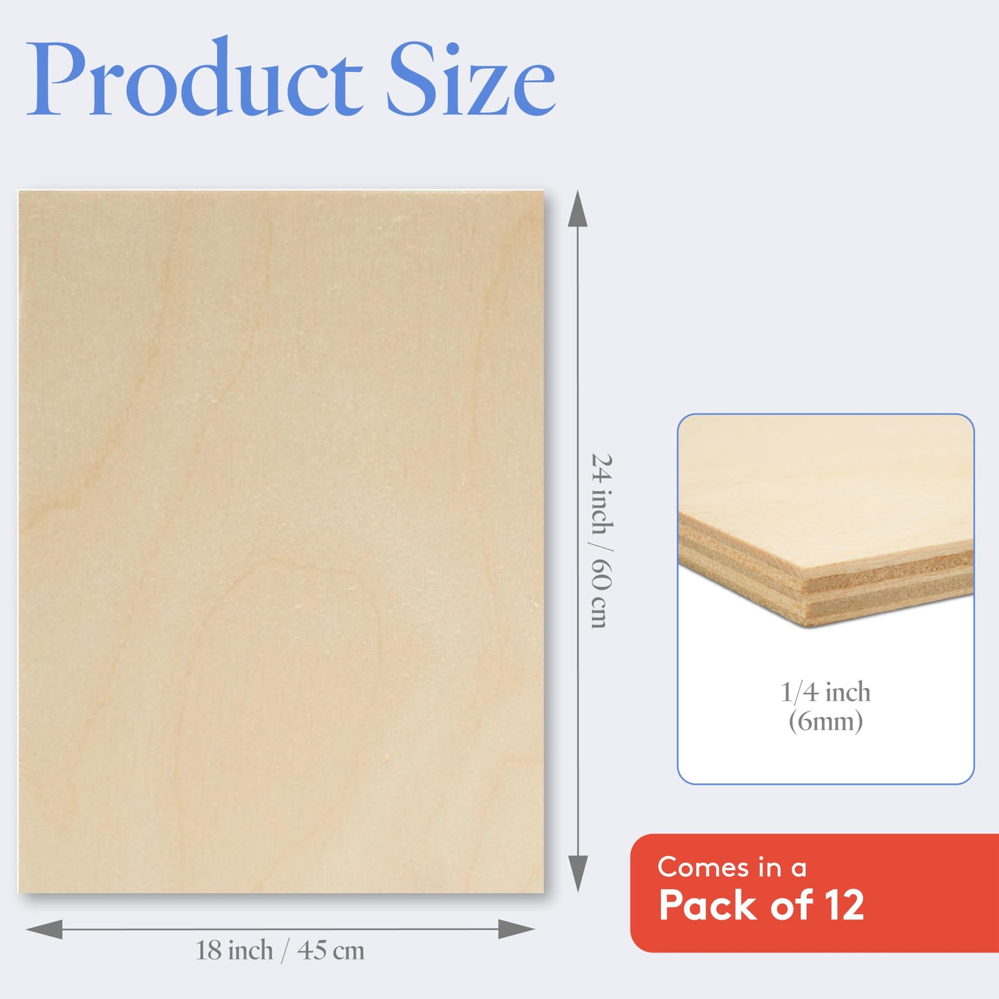 6 mm Baltic Birch Plywood 1/4 x 18 x 24 Inch, Box of 4 B/BB Grade Craft Wood, Stronger Than Basswood Sheets, for Laser, CNC Cutting and Wood Burning, by Woodpeckers