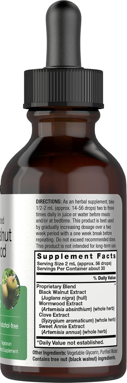 Horbäach Black Walnut Wormwood Liquid Extract | 2 fl oz | Alcohol Free Tincture | Vegetarian, Non-GMO & Gluten Free