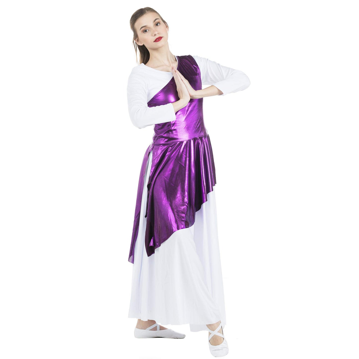 Danzcue Women's Asymmetrical Praise Dance Tunic, (White Dress Not Included)