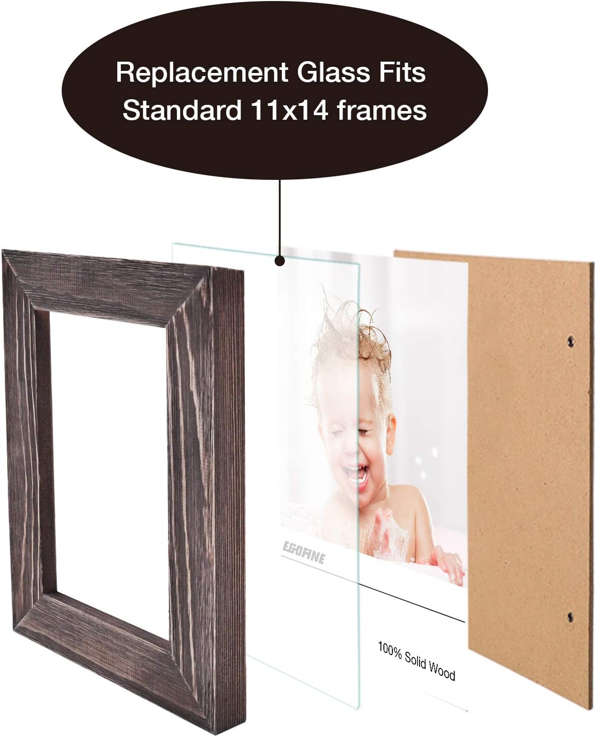 Egofine 11x14 Heat-Strengthened Glass Replacement for Picture Frame (Crystal Clear, 2 Pack), Replacement Glass for 11 by 14 Photo Frame