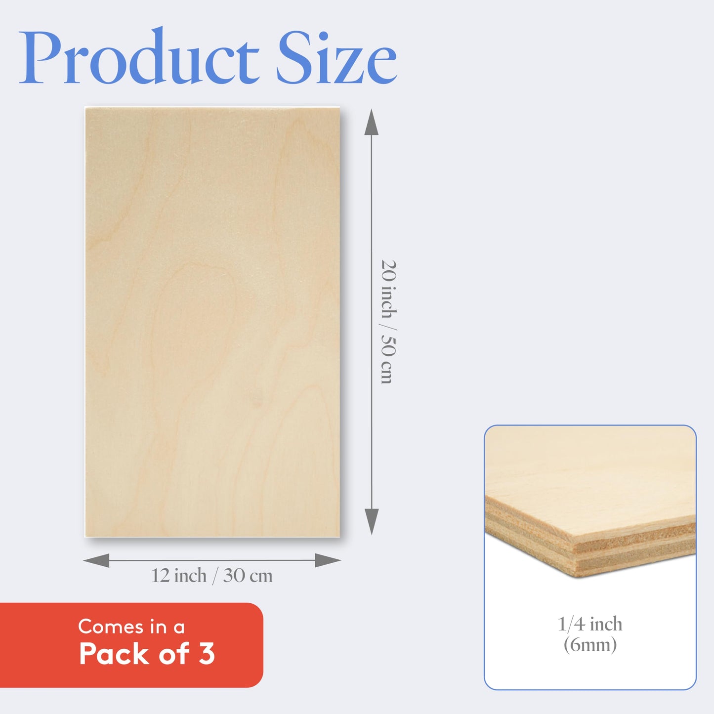 6 mm Baltic Birch Plywood 1/4 x 18 x 24 Inch, Box of 4 B/BB Grade Craft Wood, Stronger Than Basswood Sheets, for Laser, CNC Cutting and Wood Burning, by Woodpeckers