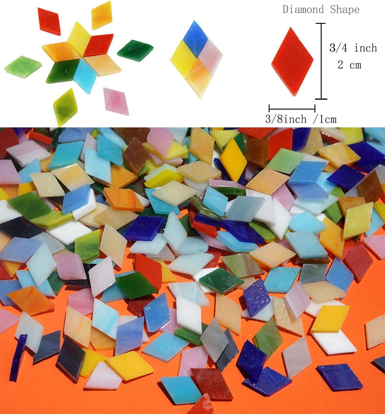 Lanyani 1050 Pieces Mixed Shapes Glass Mosaic Tiles for Crafts, Colorful Stained Glass Pieces for Mosaic Projects