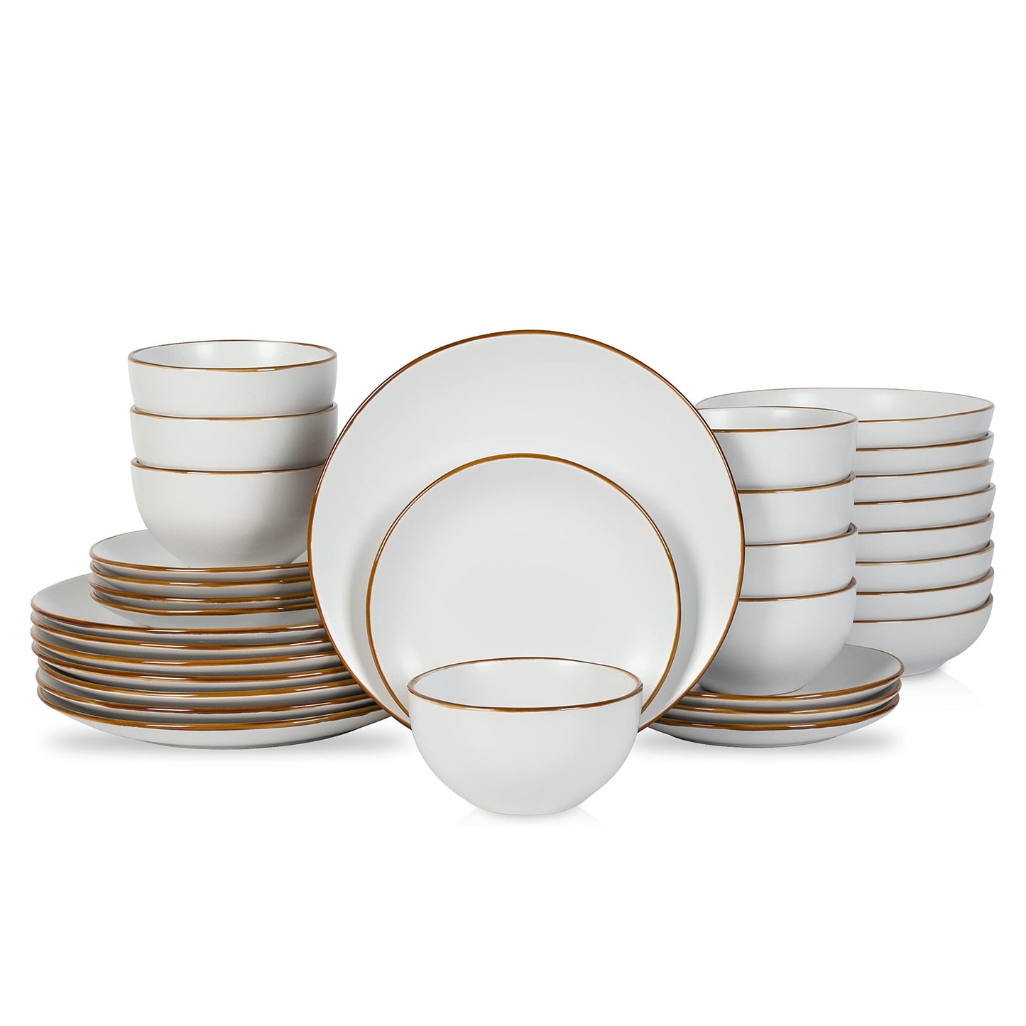 Stone Lain Brasa Modern Stoneware 16 Piece Dinnerware Sets, Plates and Bowls Sets, Dish Set for 4, Green