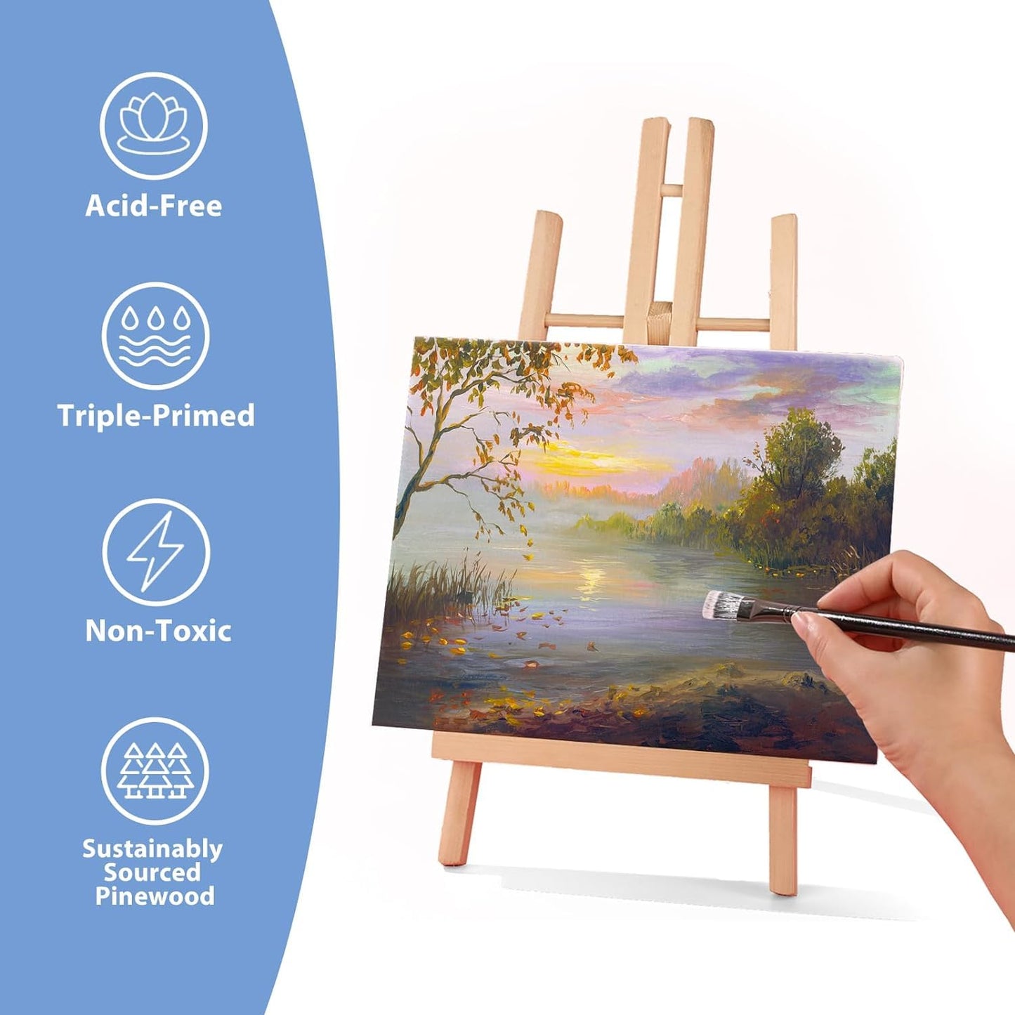 3 Pack Canvases for Painting with Multi Pack 11x14, 5x7, 8x10, Painting Canvas for Oil & Acrylic Paint