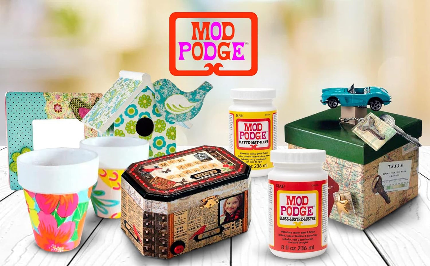 Mod Podge Bundle, 8 Ounce Gloss and Matte Medium Waterproof Sealer, Pixiss Accessory Kit with Foam Brushes, Gloves, Glue Spreaders and More 8oz