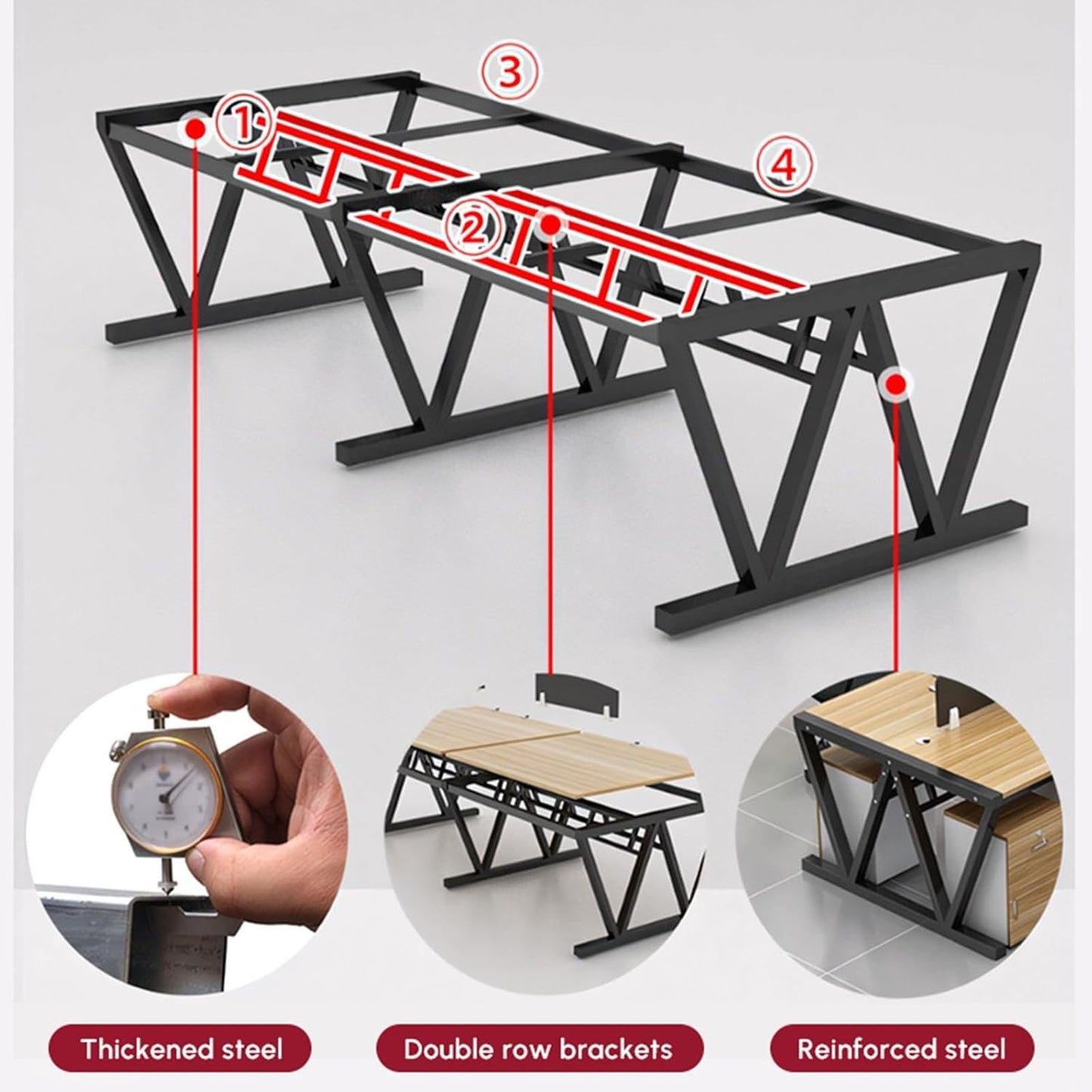 Modern Dual-Workstation Office Desk with Built-in Partition, Sturdy X-Frame Design for Two-Person Collaboration, Spacious Shared Work Surface for Business (Black Frame, L47.24 x W47.24 x H29.13)