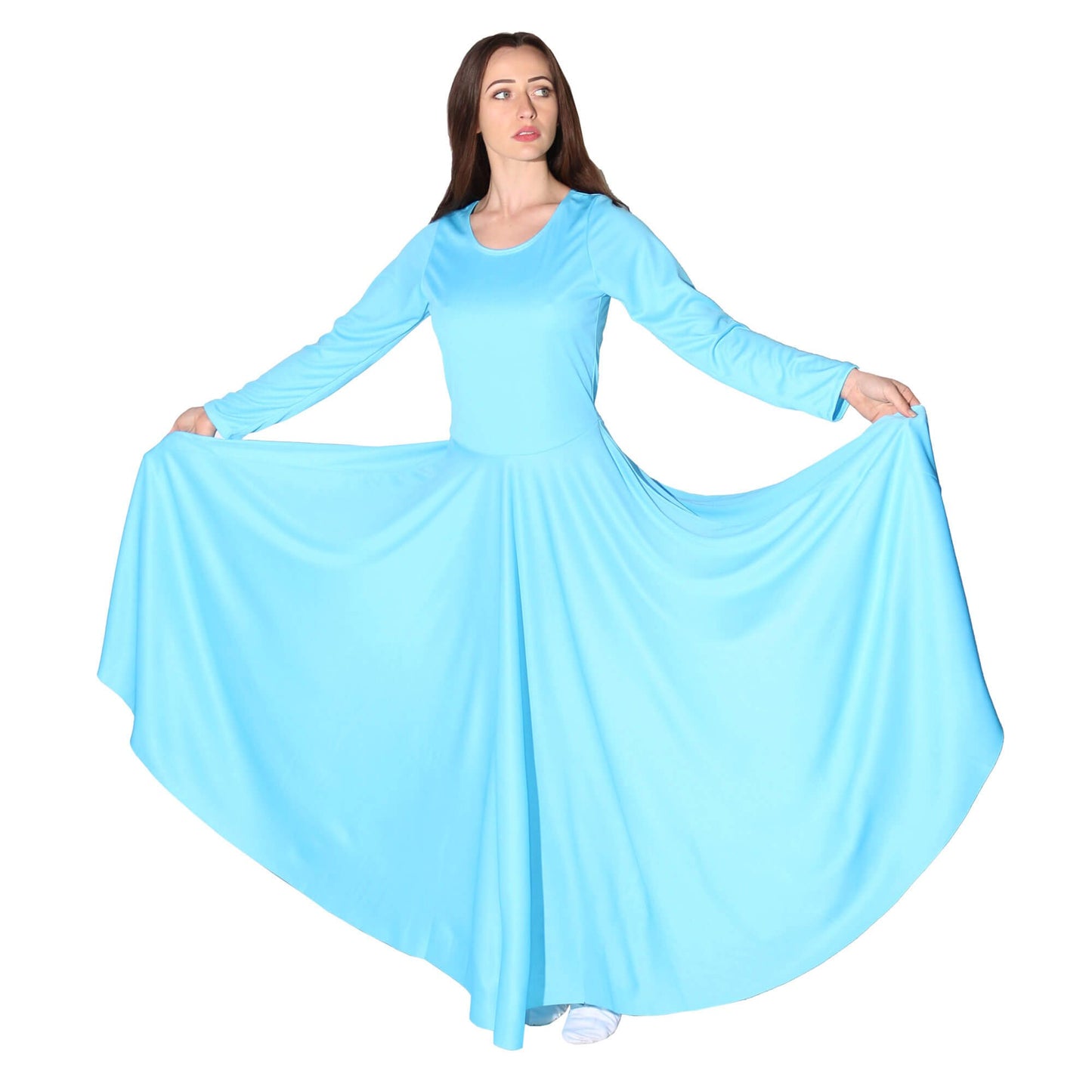 Danzcue Womens Praise Loose Fit Full Length Long Sleeve Dance Dress